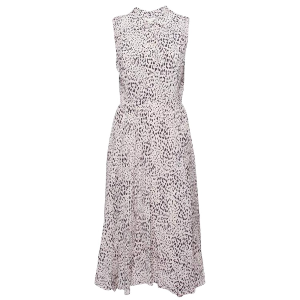 Rebecca Taylor Pink and Black Leopard Print Midi Dress